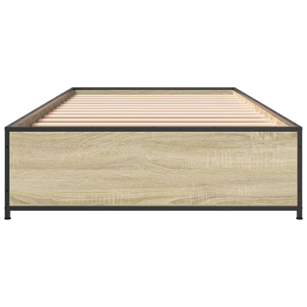 Sengeramme sonoma eik 100x200 cm konstruert tre og metall