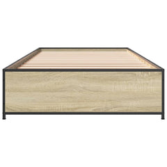Sengeramme sonoma eik 100x200 cm konstruert tre og metall