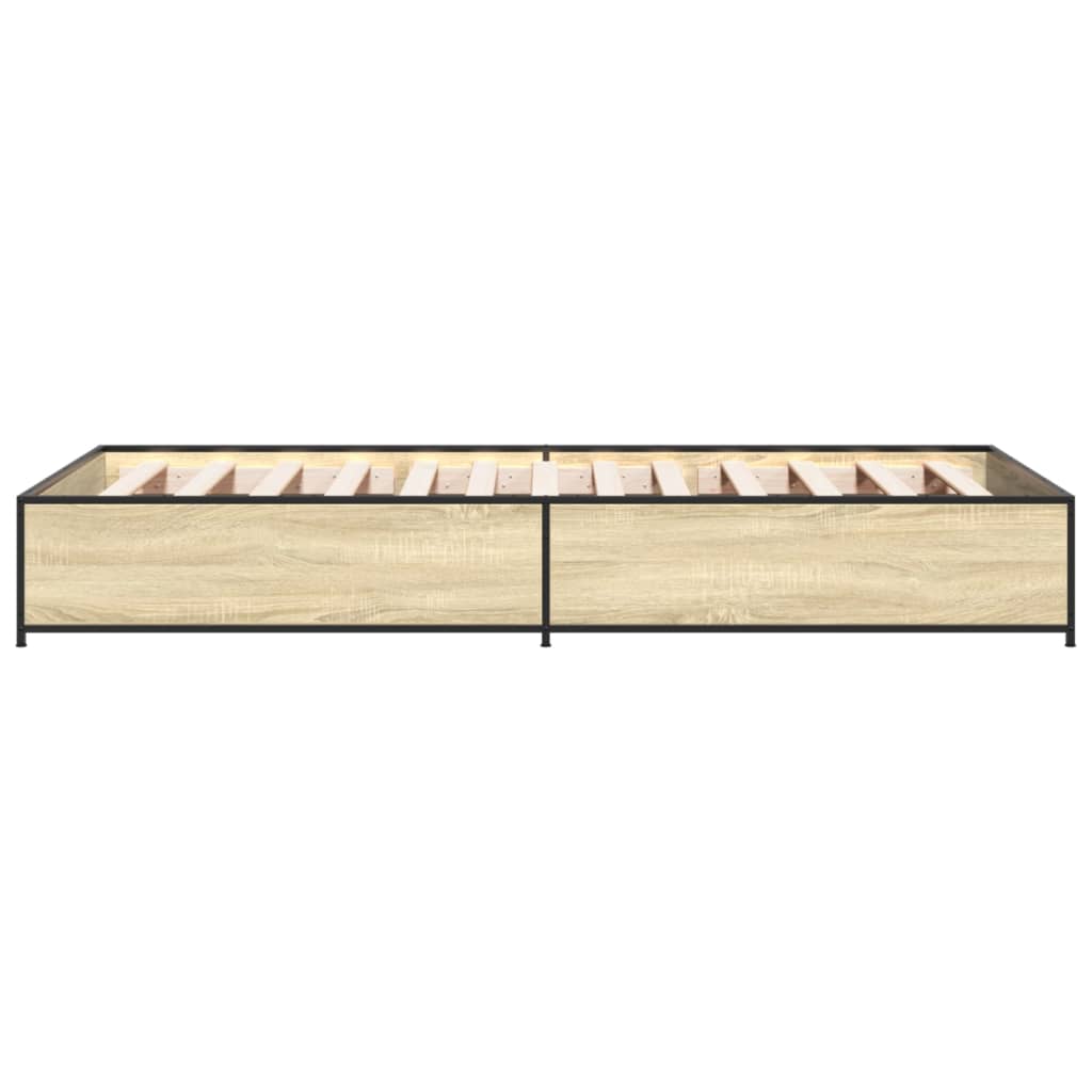 Sengeramme sonoma eik 100x200 cm konstruert tre og metall