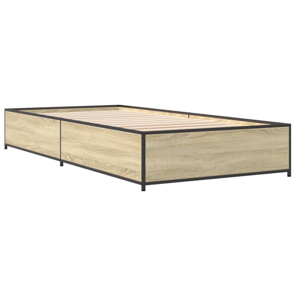 Sengeramme sonoma eik 100x200 cm konstruert tre og metall