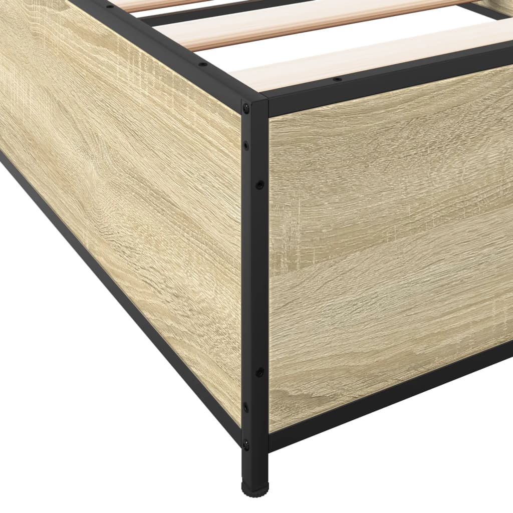 Sengeramme sonoma eik 100x200 cm konstruert tre og metall