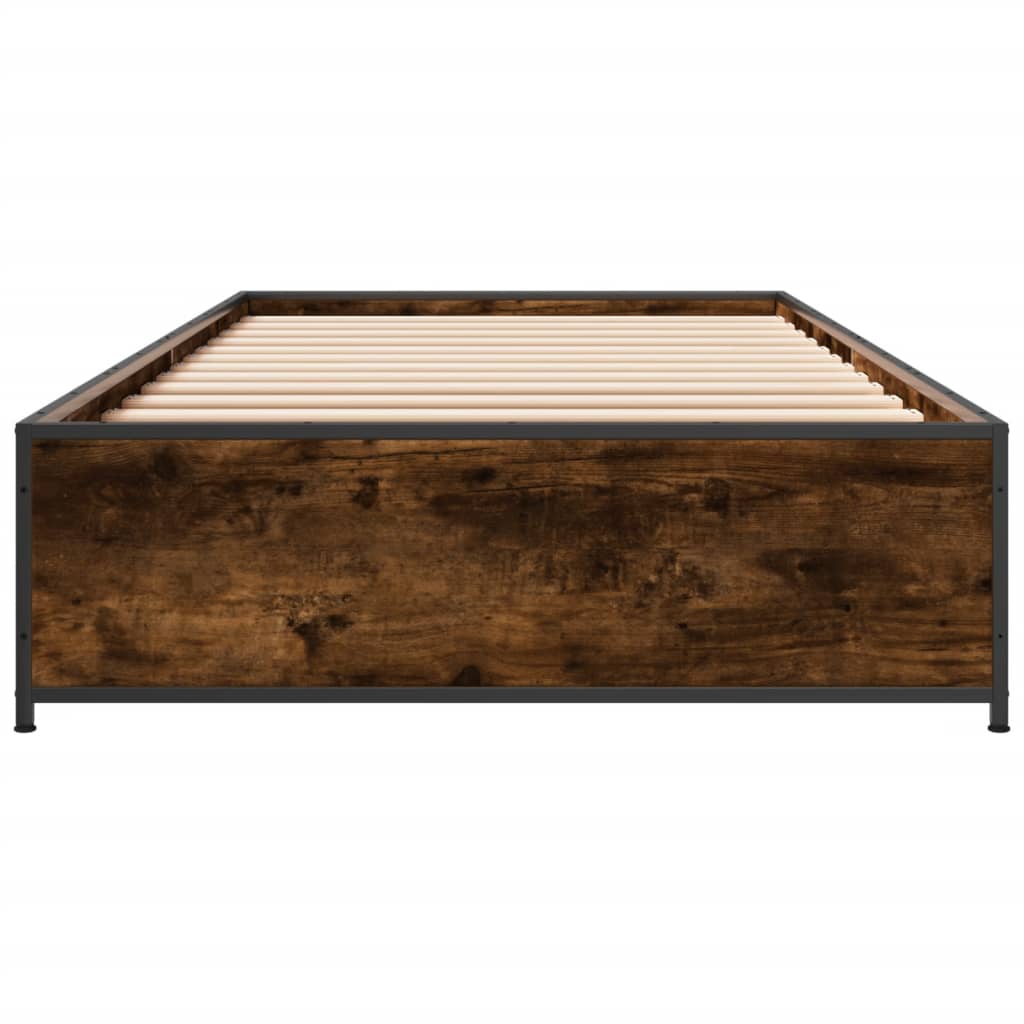 Sengeramme røkt eik 100x200 cm konstruert tre og metall
