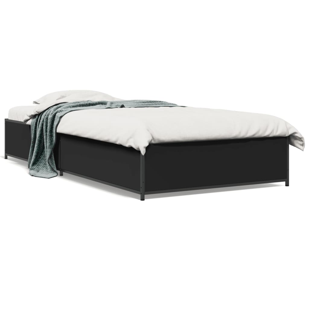 Sengeramme svart 90x200 cm konstruert tre og metall