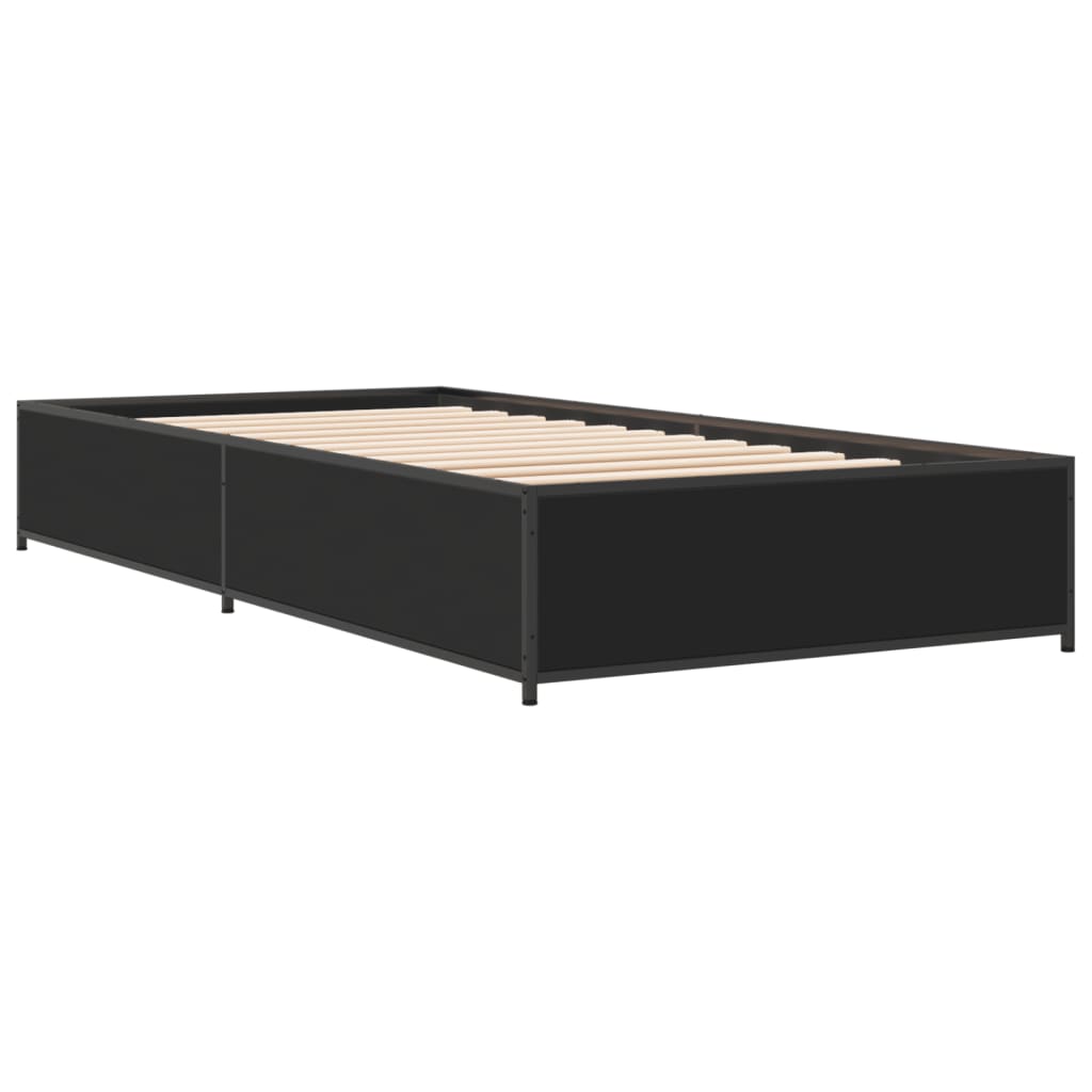Sengeramme svart 90x200 cm konstruert tre og metall