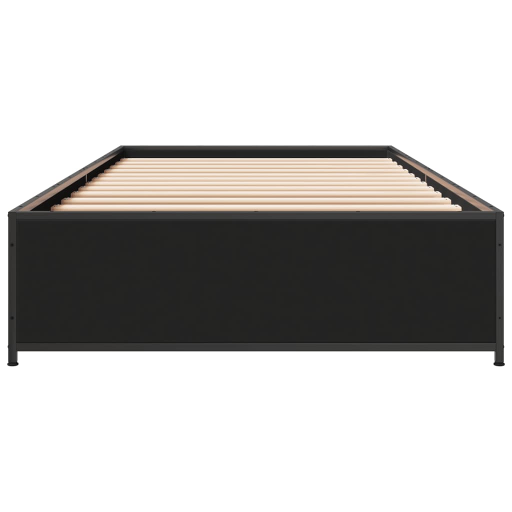 Sengeramme svart 90x200 cm konstruert tre og metall