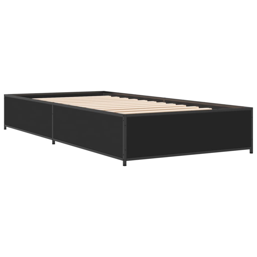 Sengeramme svart 90x200 cm konstruert tre og metall