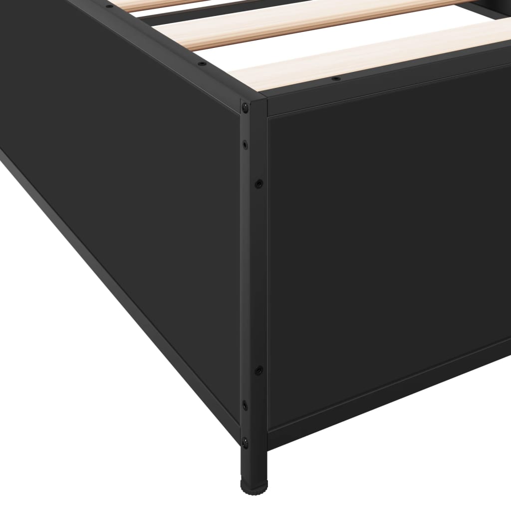 Sengeramme svart 90x200 cm konstruert tre og metall