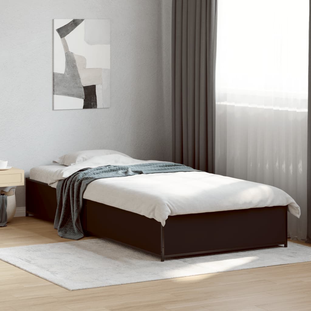 Sengeramme svart 90x200 cm konstruert tre og metall