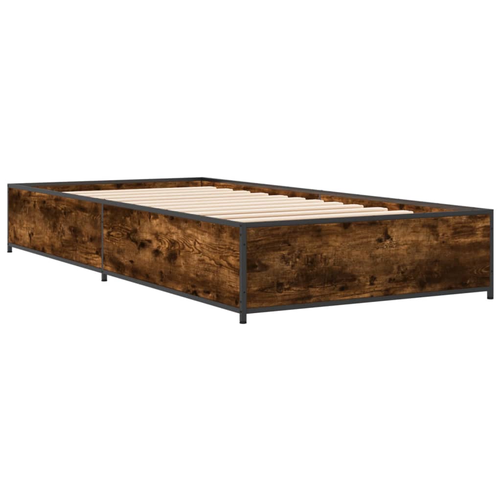 Sengeramme røkt eik 90x190 cm konstruert tre og metall
