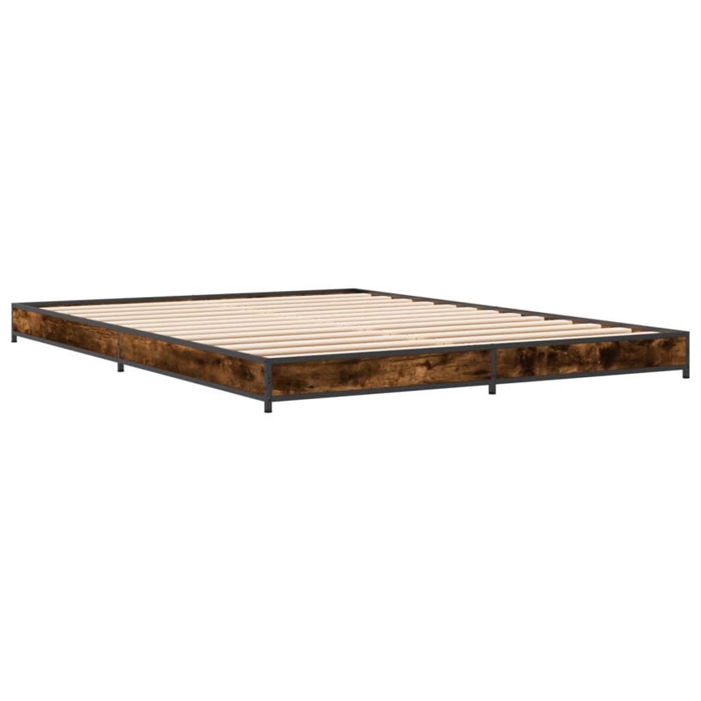 Sengeramme røkt eik 150x200 cm konstruert tre og metall