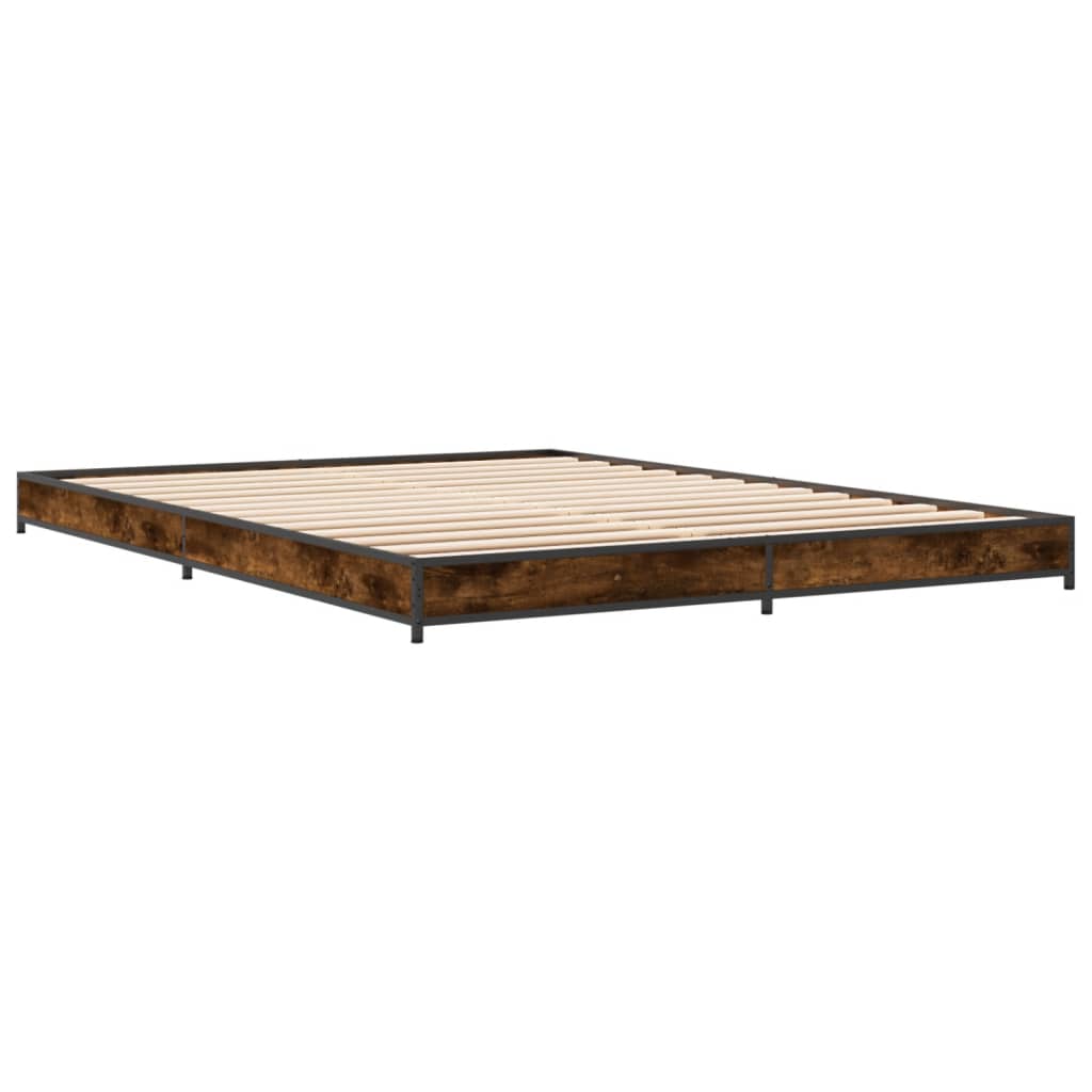 Sengeramme røkt eik 150x200 cm konstruert tre og metall
