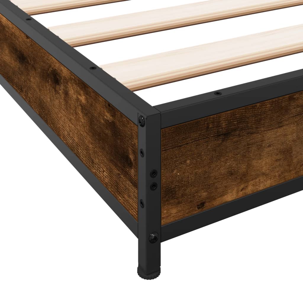 Sengeramme røkt eik 150x200 cm konstruert tre og metall