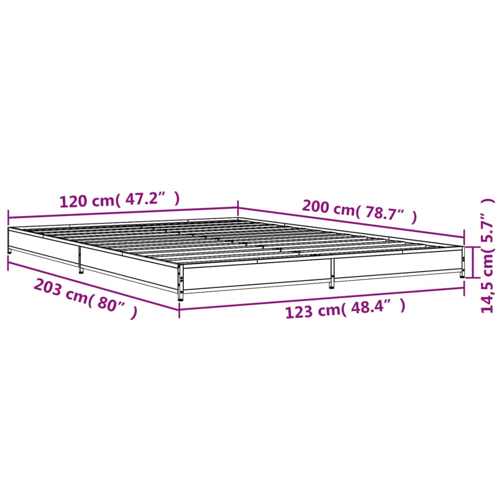 Sengeramme svart 120x200 cm konstruert tre og metall