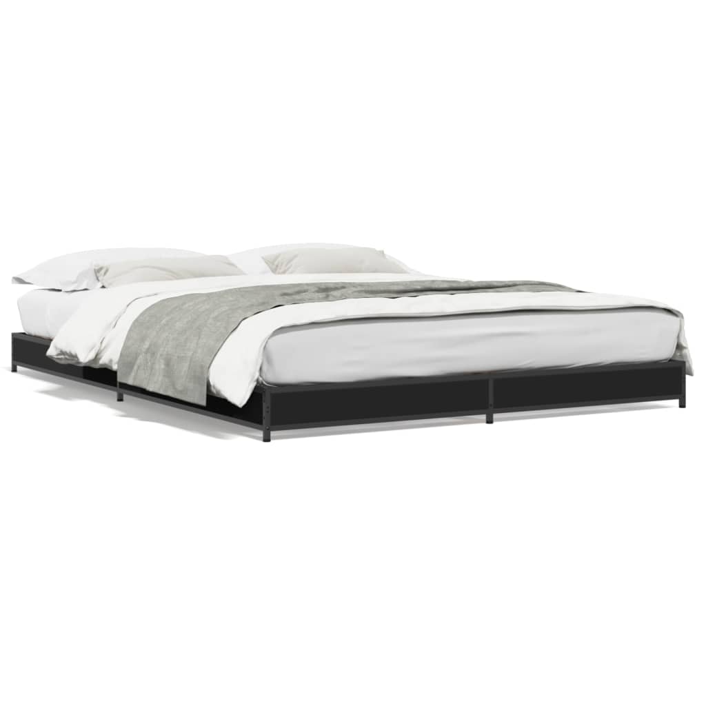 Sengeramme svart 120x190 cm konstruert tre og metall