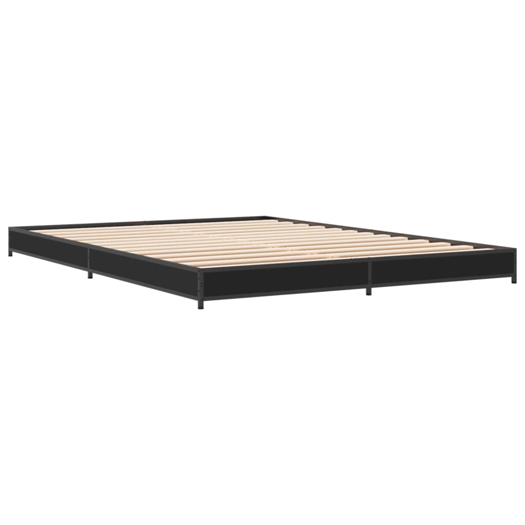 Sengeramme svart 120x190 cm konstruert tre og metall