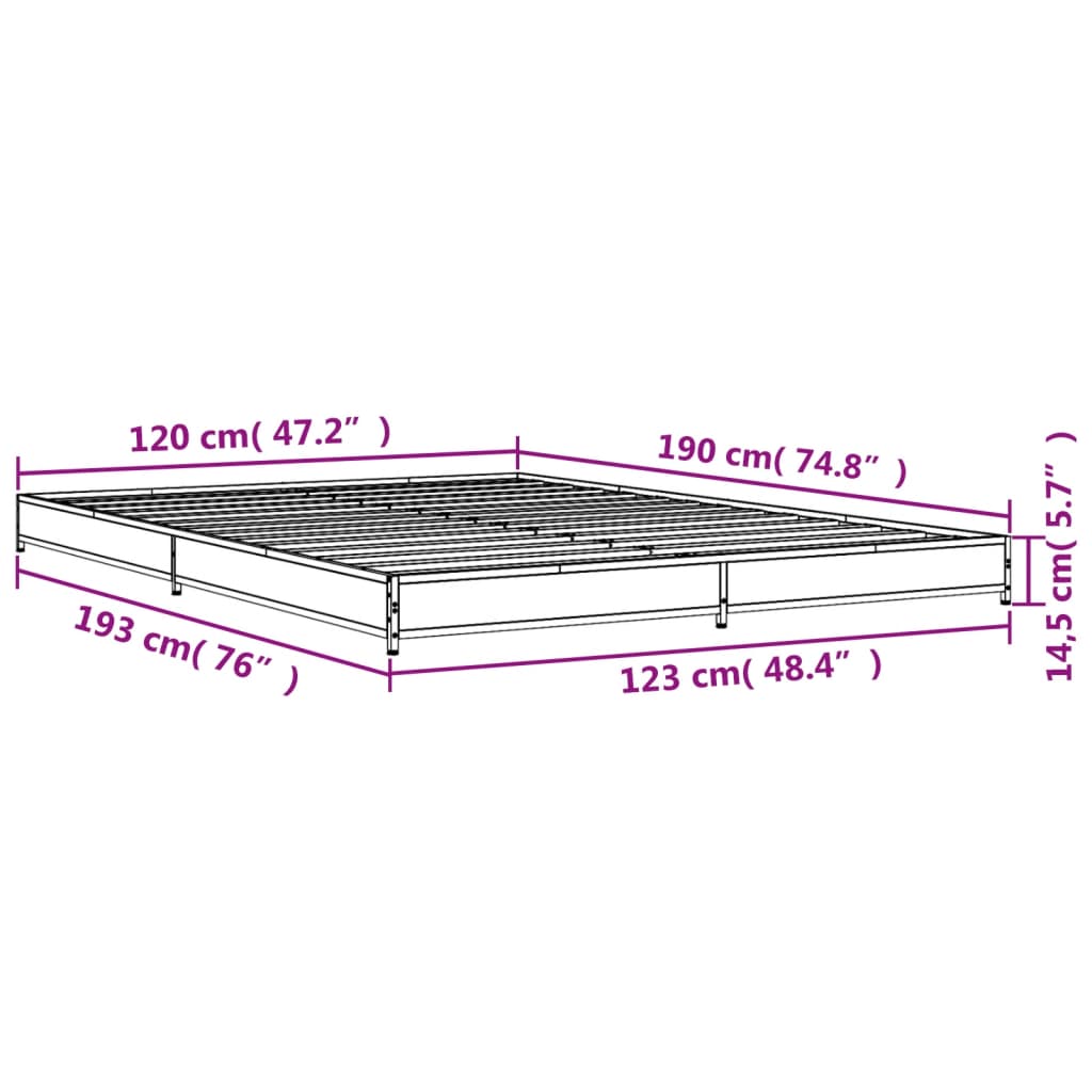 Sengeramme svart 120x190 cm konstruert tre og metall