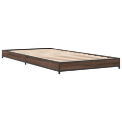 Sengeramme brun eik 100x200 cm konstruert tre og metall