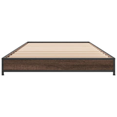 Sengeramme brun eik 100x200 cm konstruert tre og metall