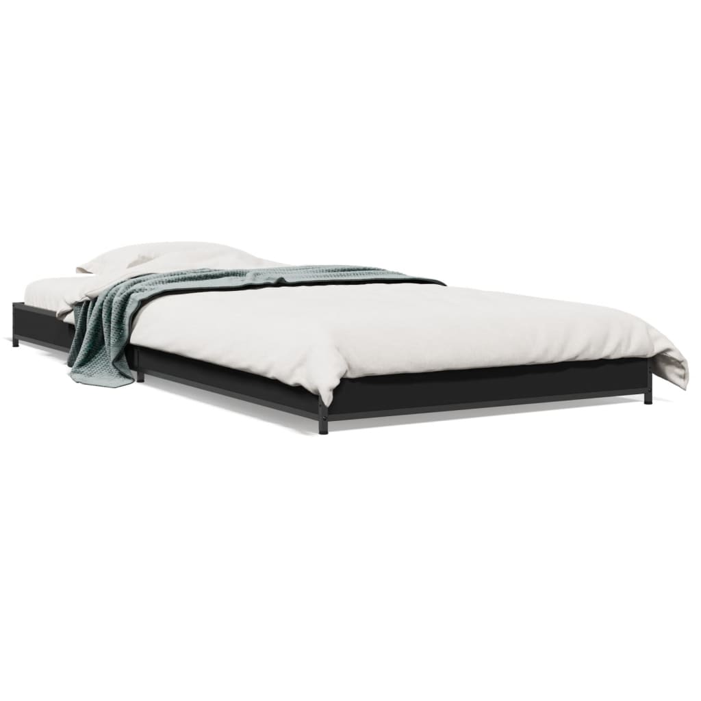 Sengeramme svart 90x190 cm konstruert tre og metall