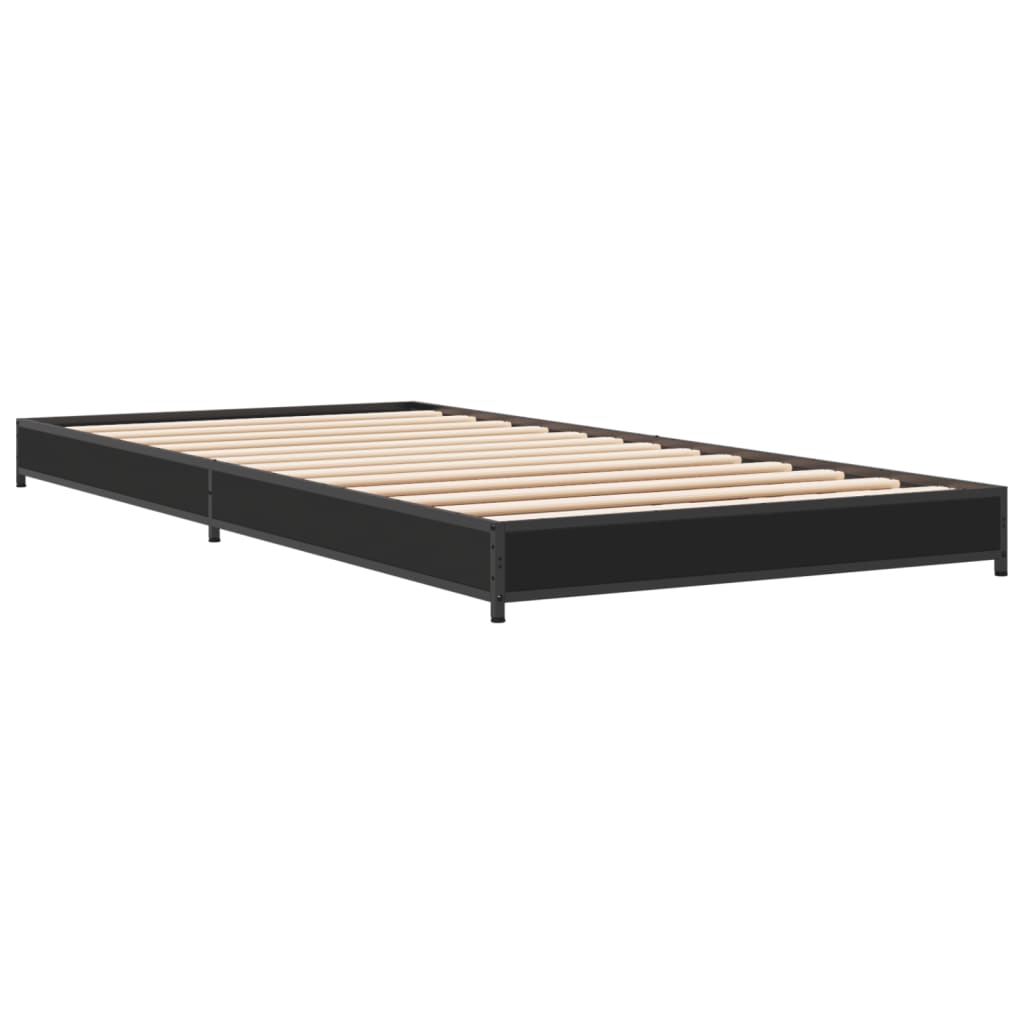 Sengeramme svart 90x190 cm konstruert tre og metall