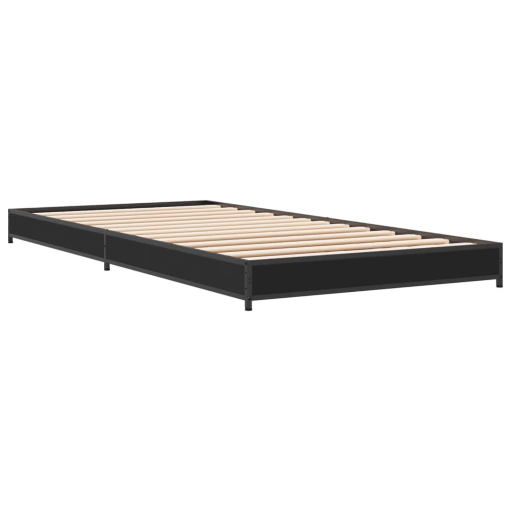 Sengeramme svart 90x190 cm konstruert tre og metall