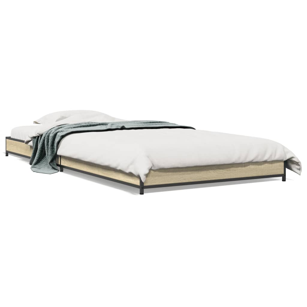Sengeramme sonoma eik 75x190 cm konstruert tre og metall