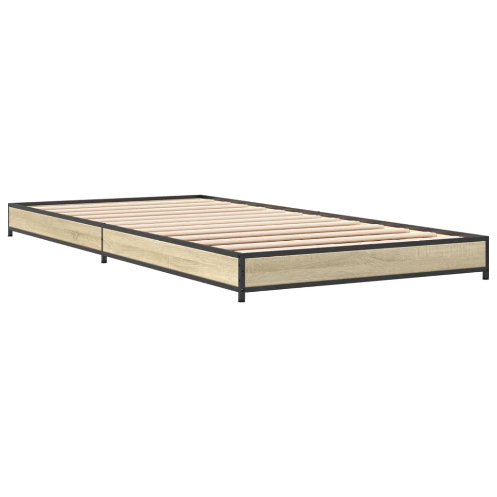 Sengeramme sonoma eik 75x190 cm konstruert tre og metall