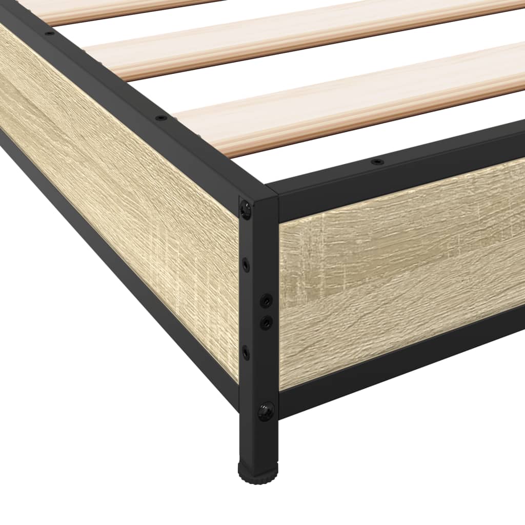 Sengeramme sonoma eik 75x190 cm konstruert tre og metall