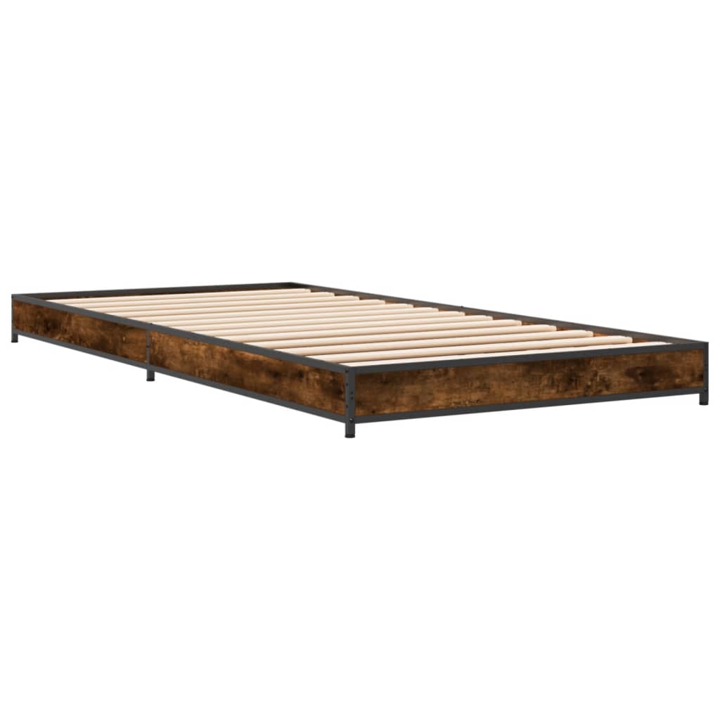 Sengeramme røkt eik 75x190 cm konstruert tre og metall