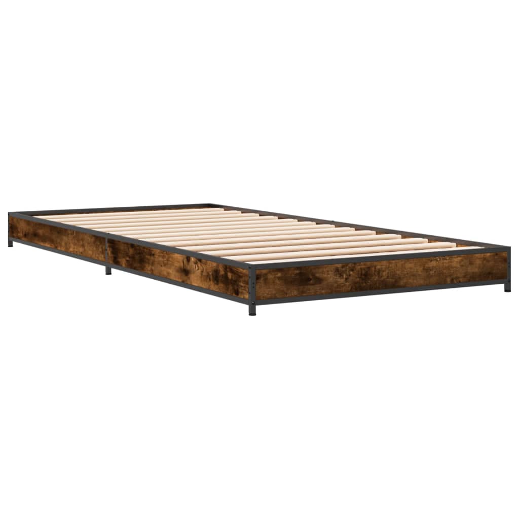 Sengeramme røkt eik 75x190 cm konstruert tre og metall