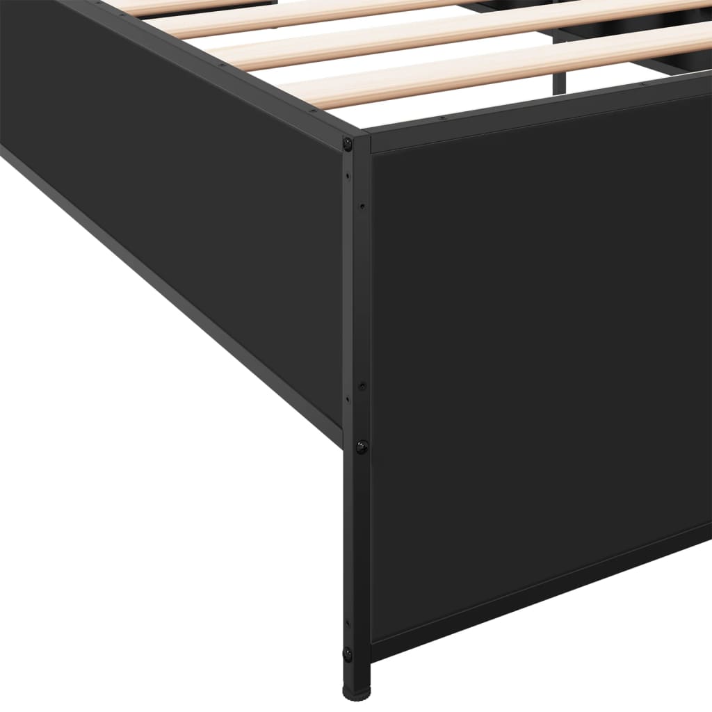Sengeramme svart 90x200 cm konstruert tre og metall