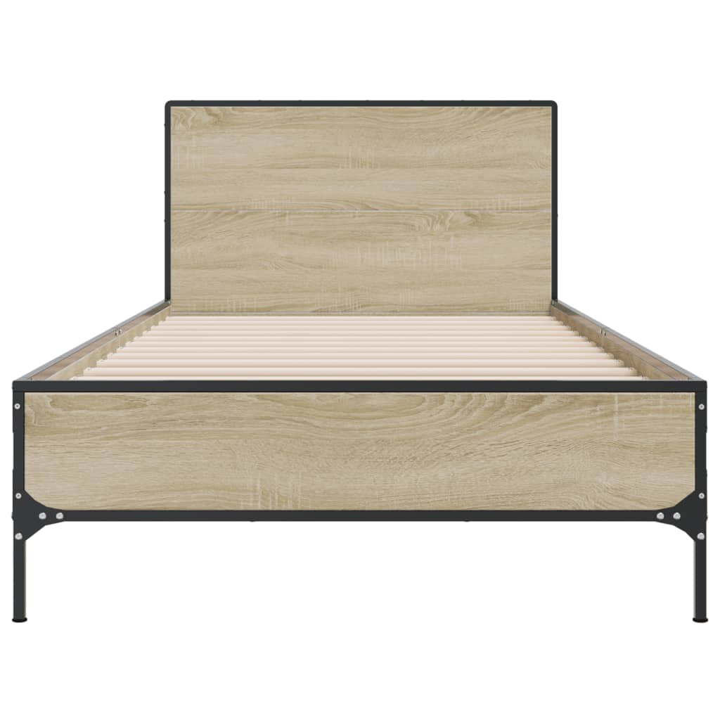 Sengeramme sonoma eik 90x200 cm konstruert tre og metall