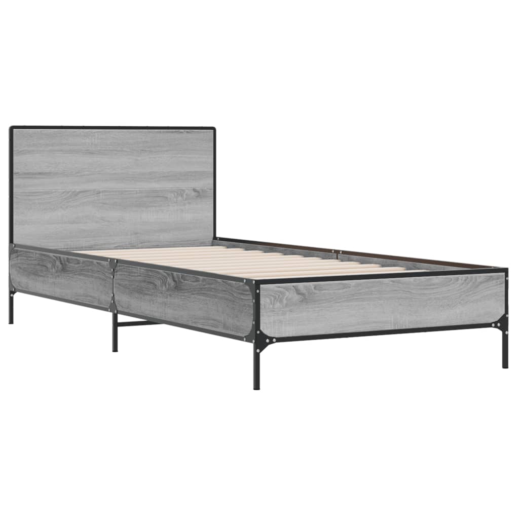 Sengeramme grå sonoma 90x200 cm konstruert tre og metall