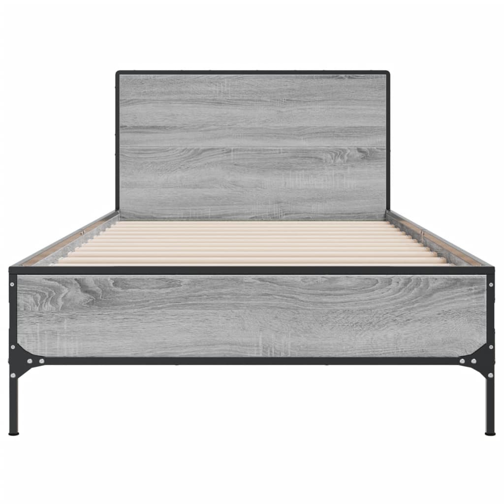 Sengeramme grå sonoma 90x200 cm konstruert tre og metall