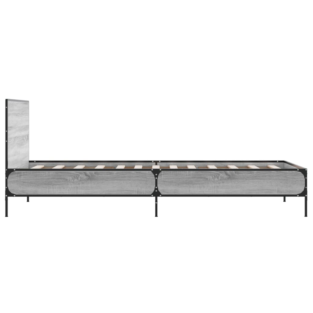 Sengeramme grå sonoma 90x200 cm konstruert tre og metall