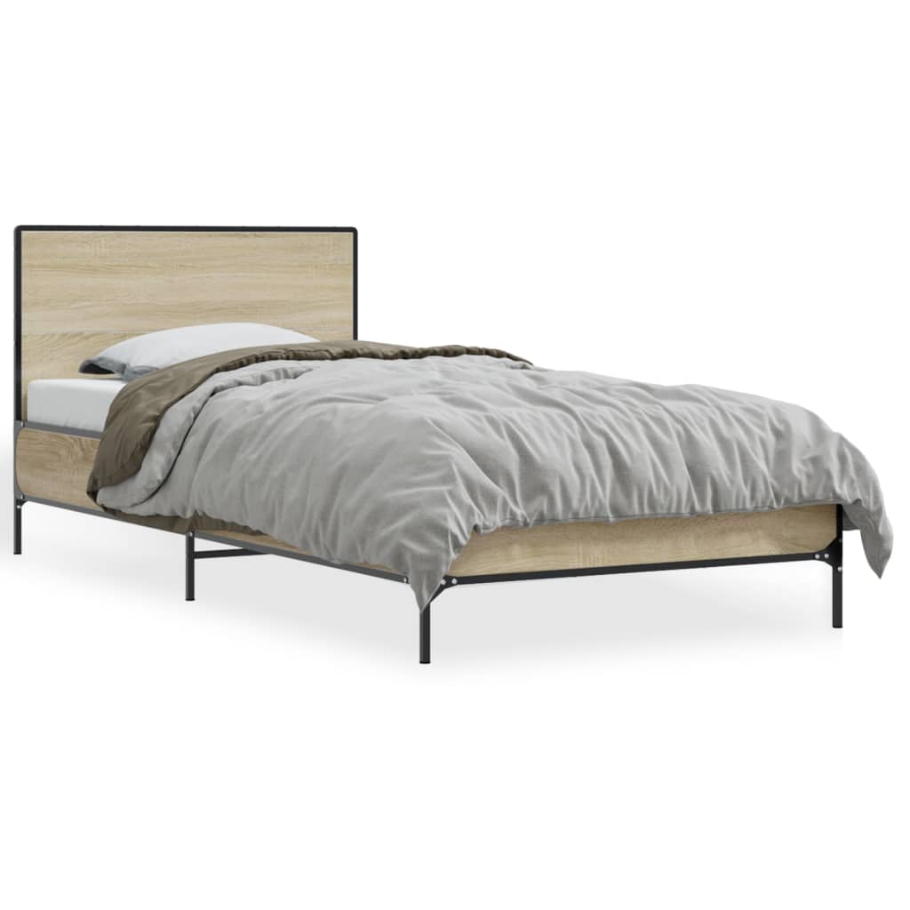 Sengeramme sonoma eik 100x200 cm konstruert tre og metall