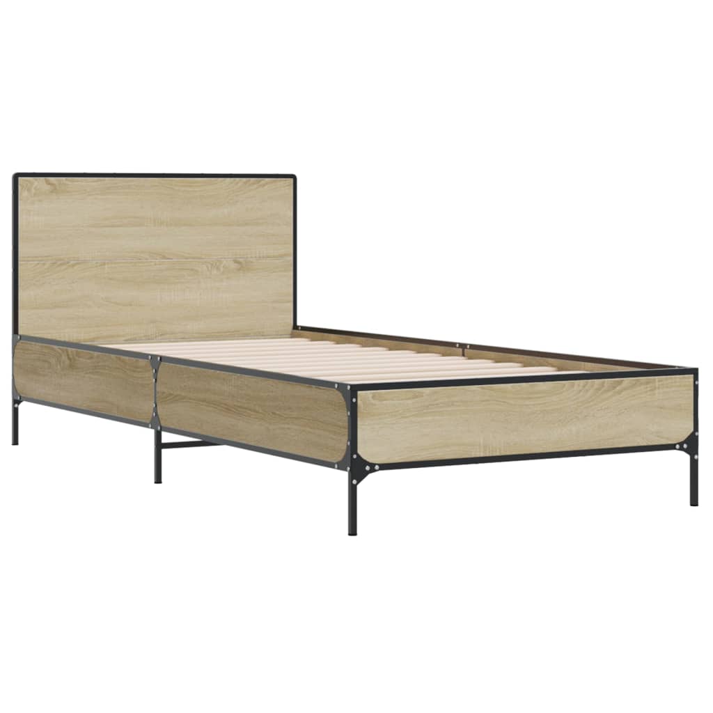 Sengeramme sonoma eik 100x200 cm konstruert tre og metall
