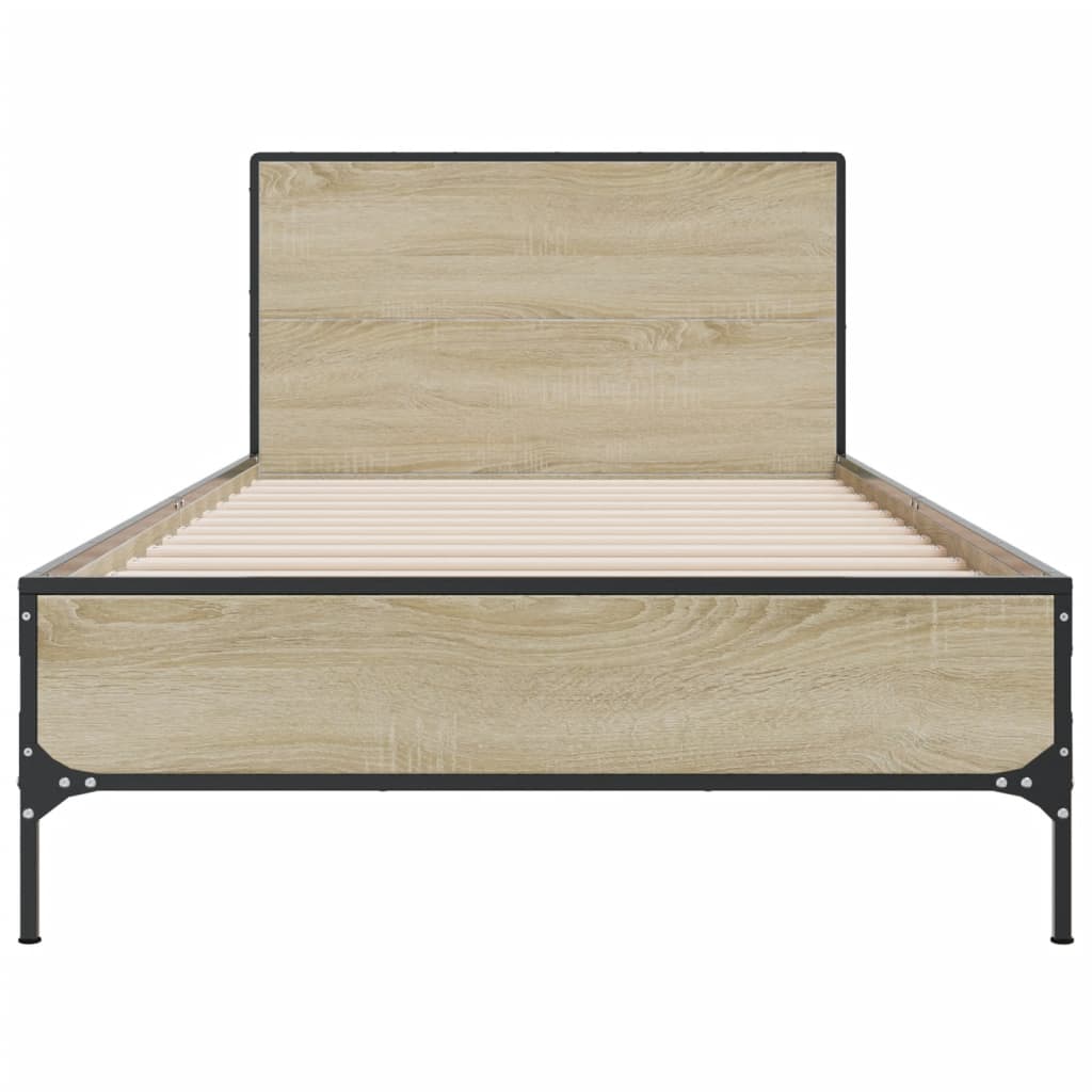 Sengeramme sonoma eik 100x200 cm konstruert tre og metall