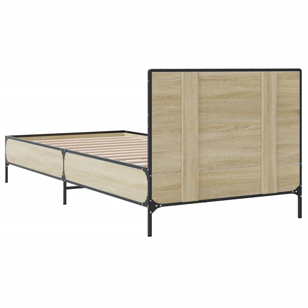 Sengeramme sonoma eik 100x200 cm konstruert tre og metall
