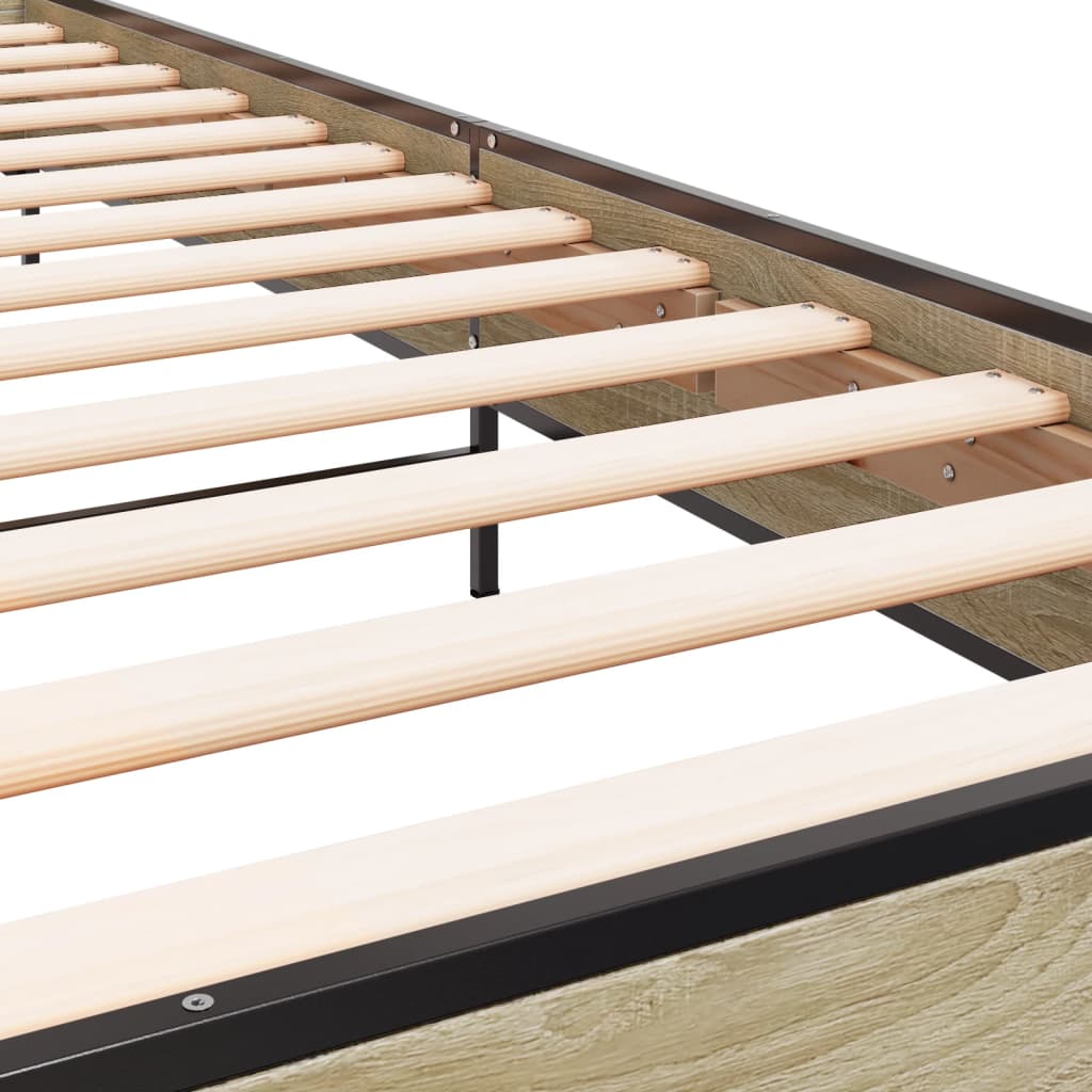 Sengeramme sonoma eik 100x200 cm konstruert tre og metall