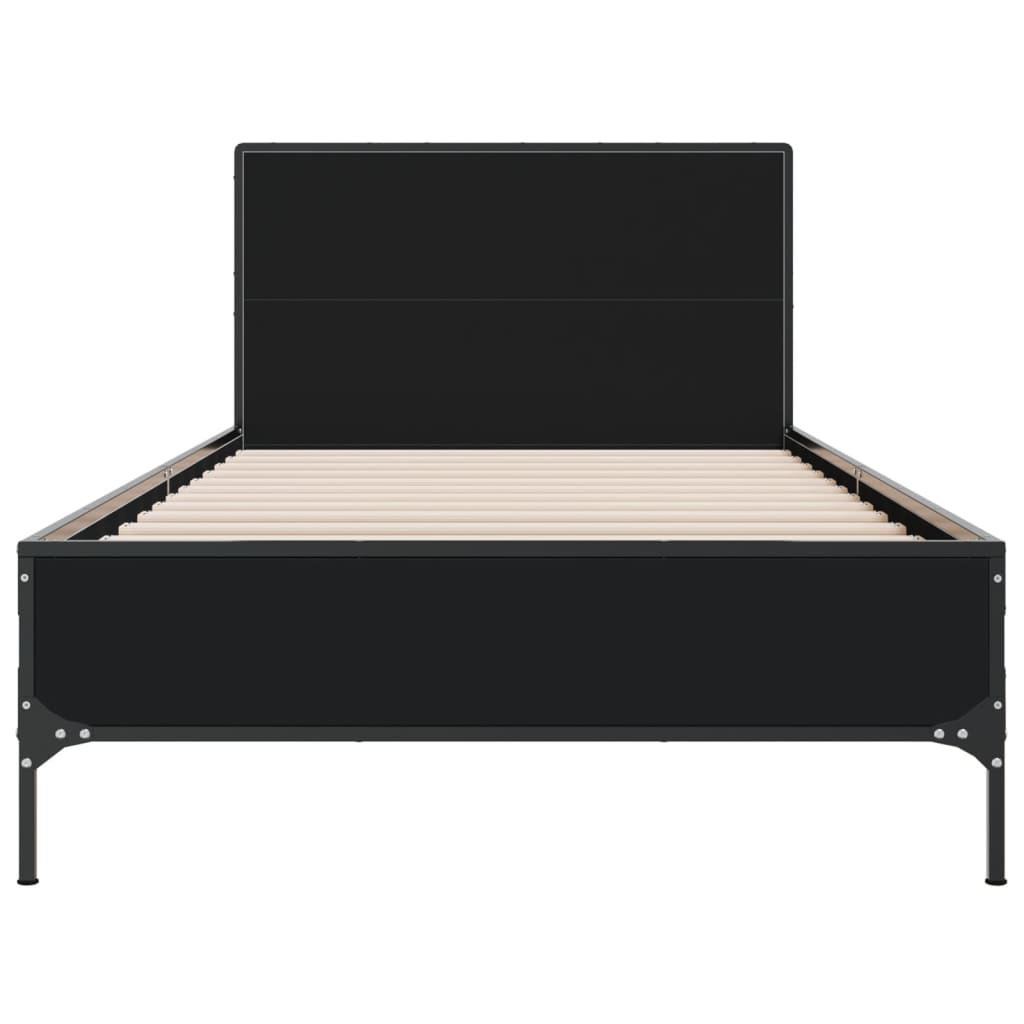 Sengeramme svart 75x190 cm konstruert tre og metall