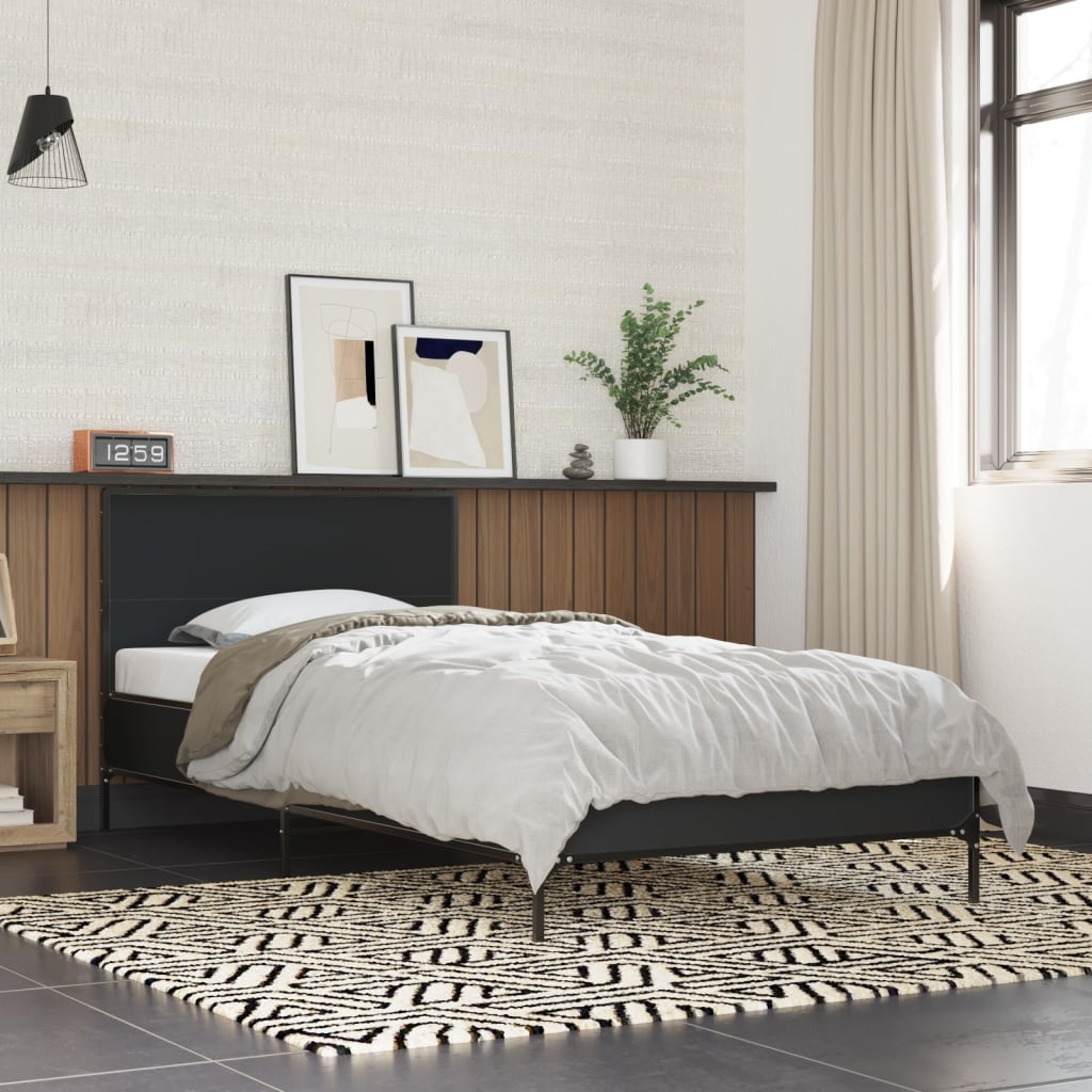 Sengeramme svart 75x190 cm konstruert tre og metall