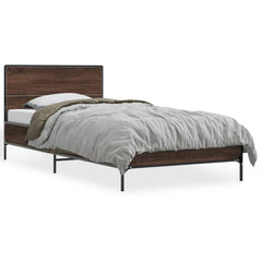 Sengeramme brun eik 90x190 cm konstruert tre og metall