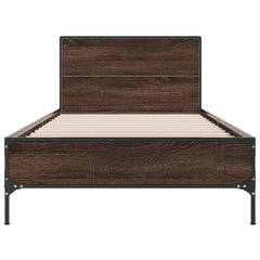 Sengeramme brun eik 90x190 cm konstruert tre og metall