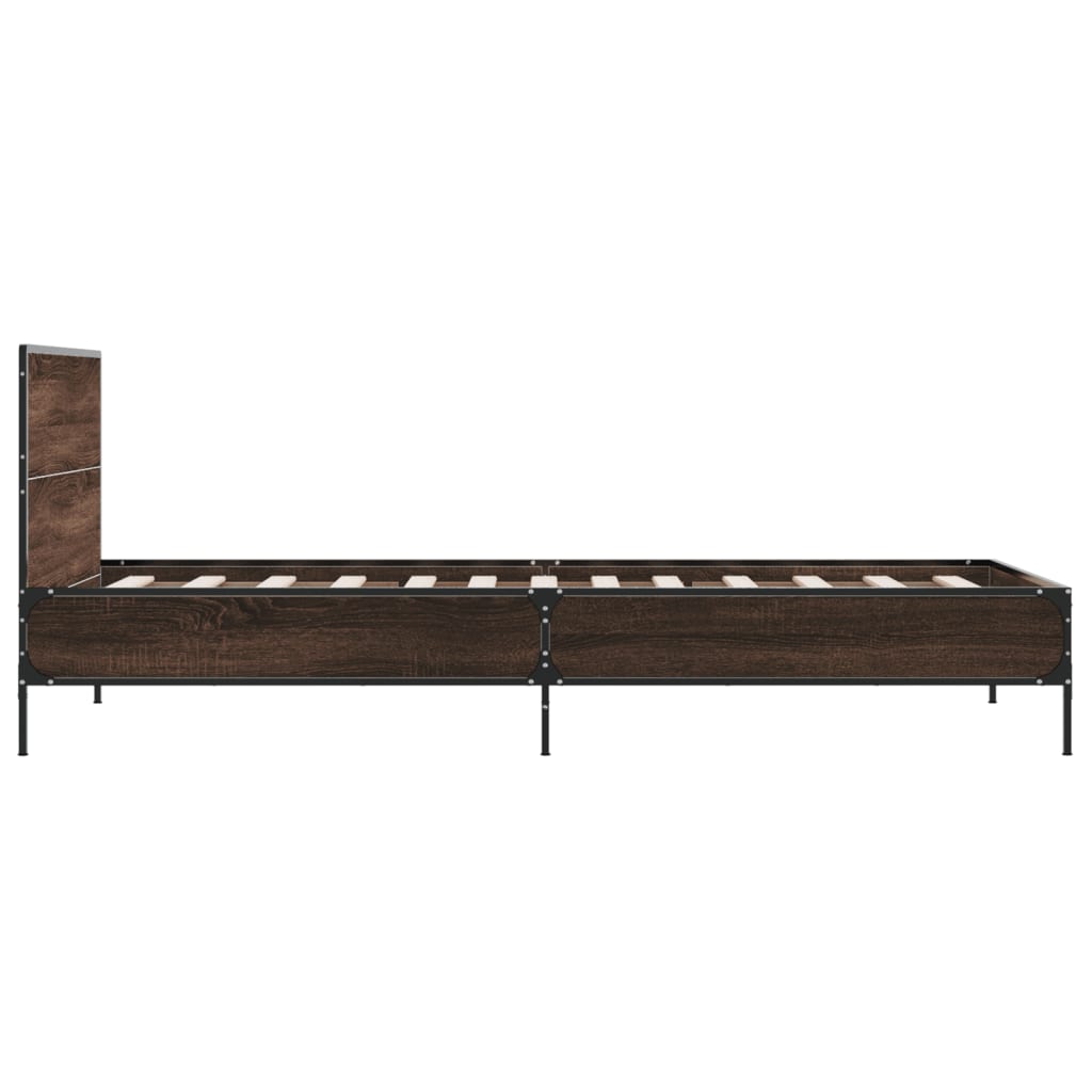 Sengeramme brun eik 90x190 cm konstruert tre og metall