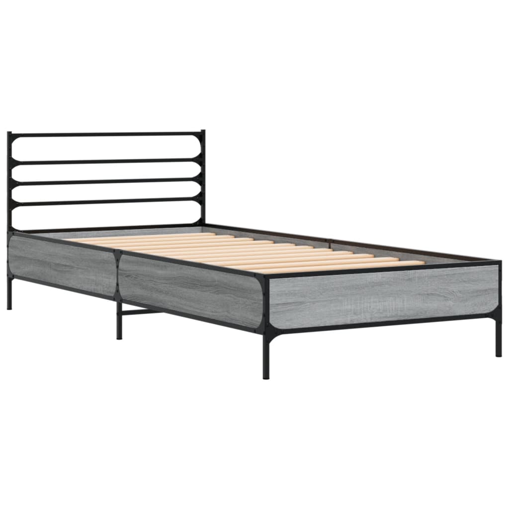 Sengeramme grå sonoma 75x190 cm konstruert tre og metall