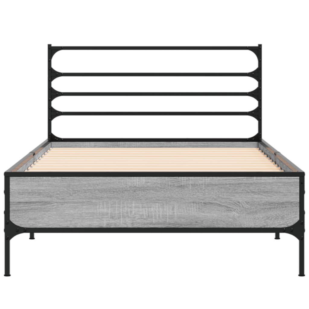 Sengeramme grå sonoma 75x190 cm konstruert tre og metall