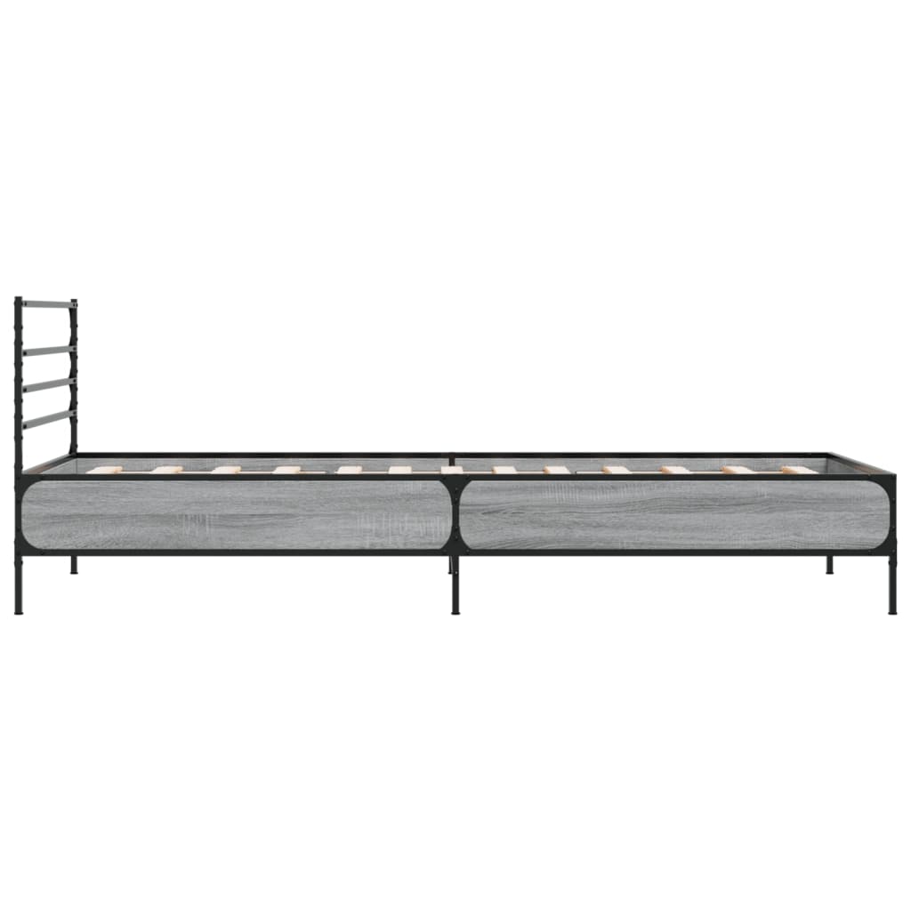 Sengeramme grå sonoma 75x190 cm konstruert tre og metall