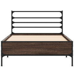 Sengeramme brun eik 75x190 cm konstruert tre og metall