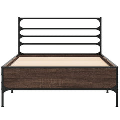 Sengeramme brun eik 90x190 cm konstruert tre og metall